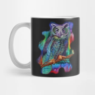 Tribal Colorful rainbow Owl Print Watercolor painting Mug